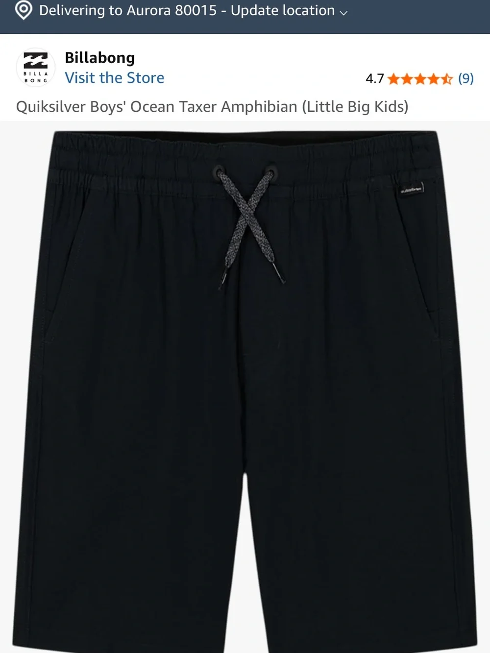 Quiksilver Kids Swim Trunks in Black and Light Gray